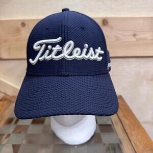 Titleist Hat Cap Mens Pro V1 Golf FJ Performance Mesh Fitted Stretch Navy